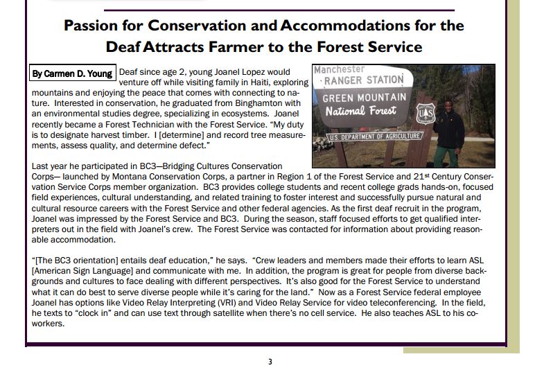 USDA Newsletter Story Highlights How Deaf Montana Conservation Corps
