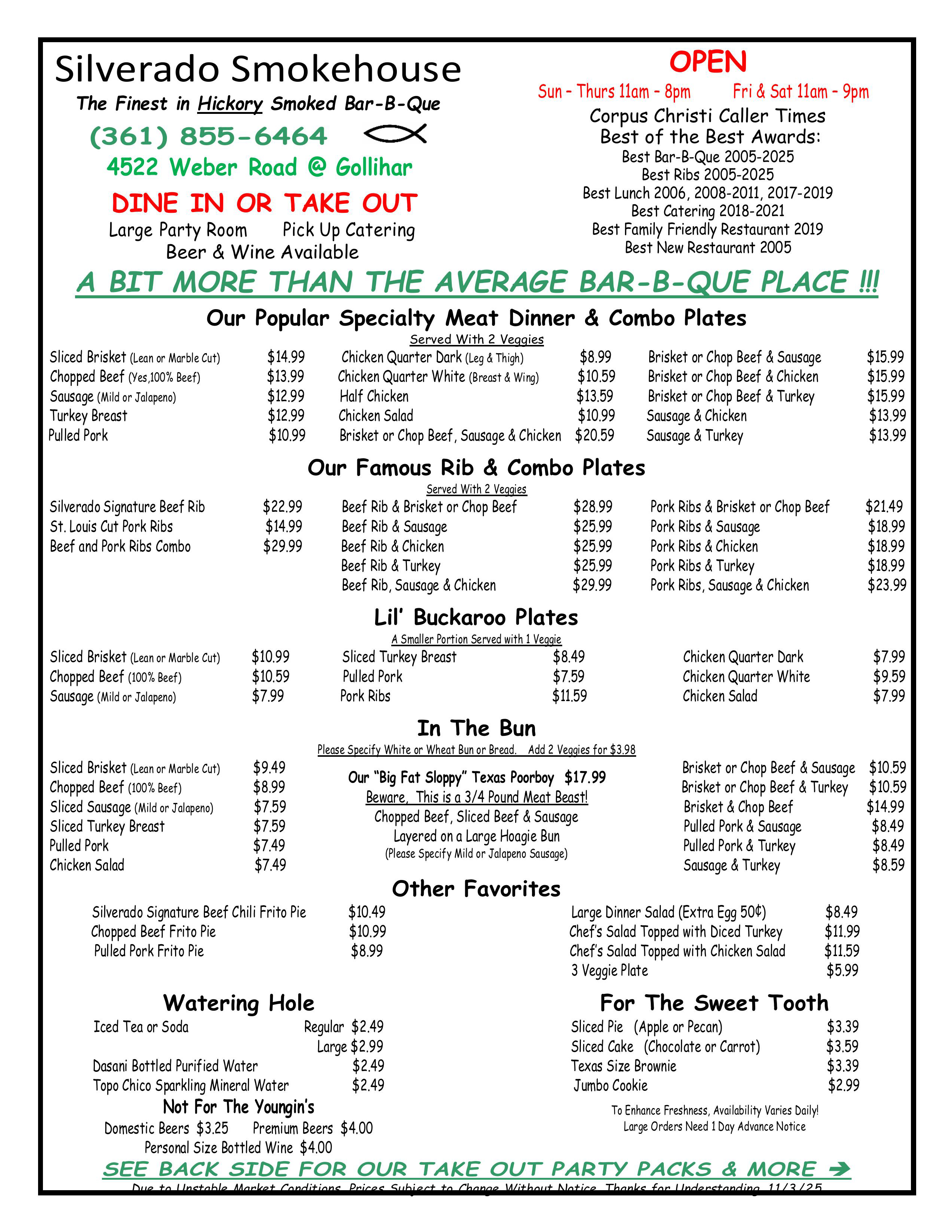 Corpus Christi, TX Restaurant Silverado Smokehouse