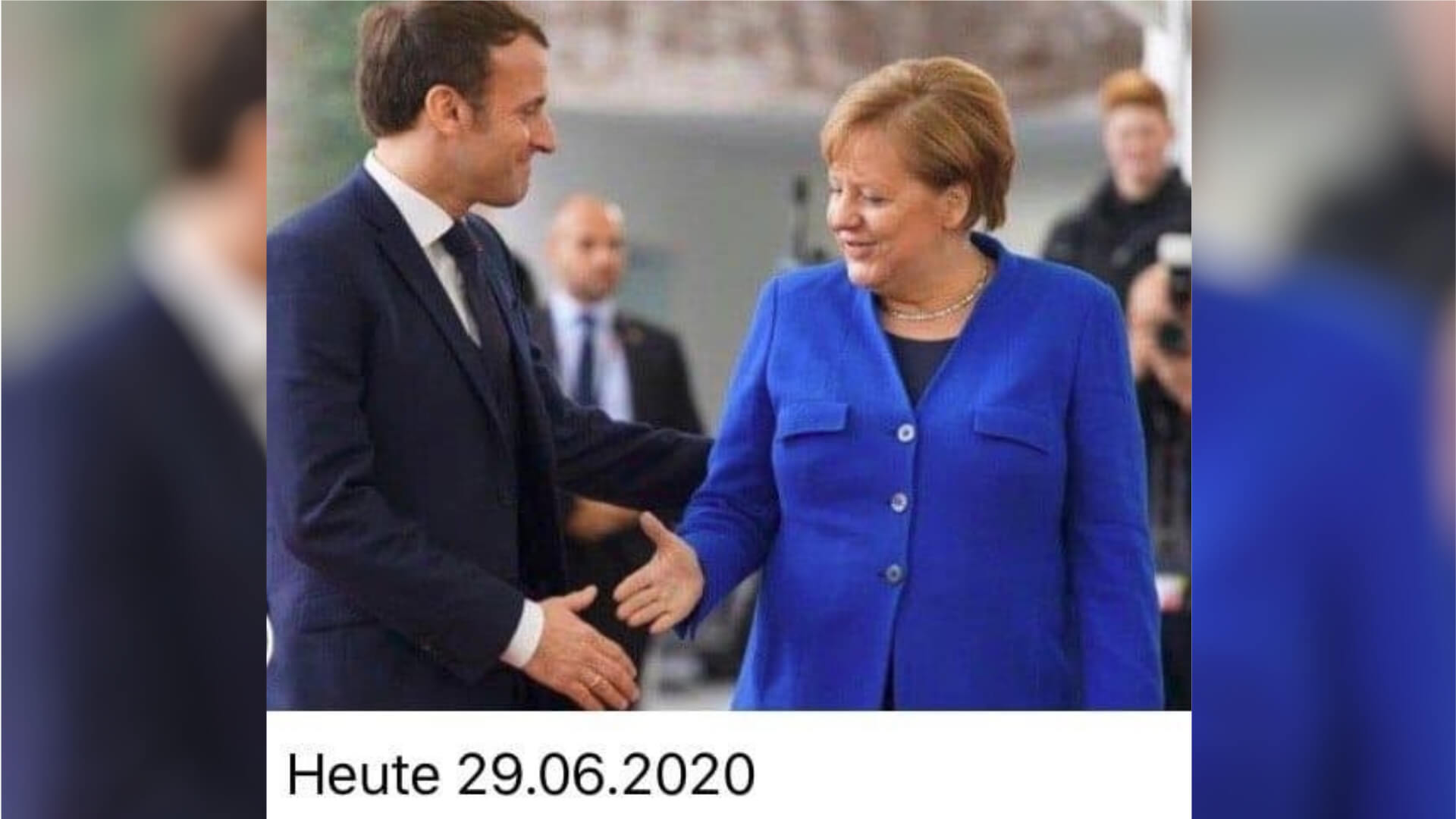 Dieses Foto zeigt keinen aktuellen Handschlag von Merkel und Macron