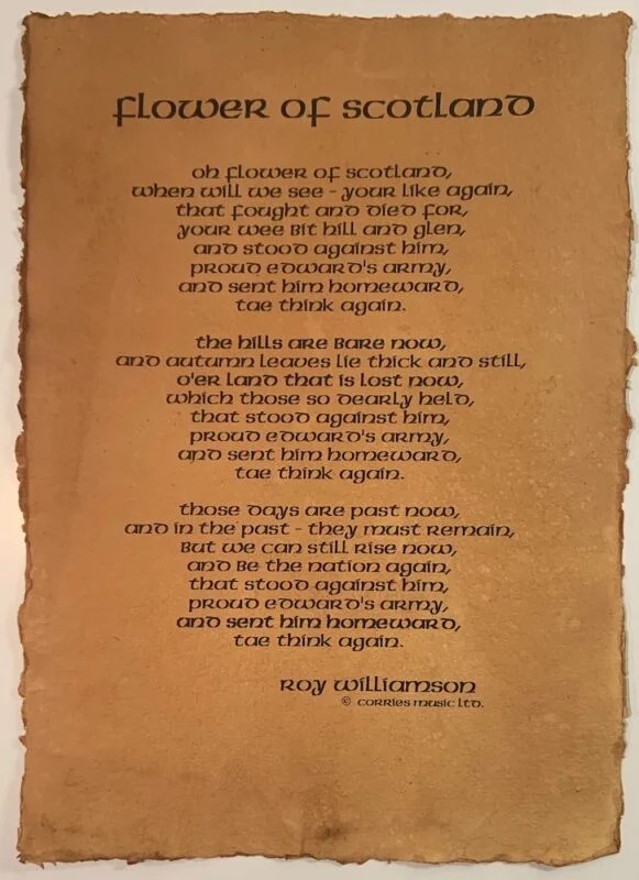 Flower of Scotland Lyrics on Parchment paper The Corries Official site