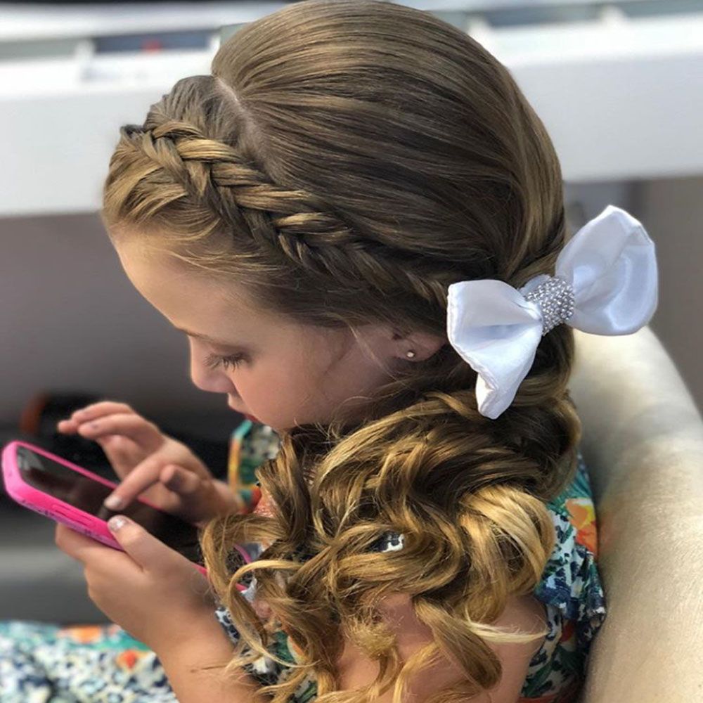 Cabelo Cacheado Penteado Infantil Com Laco Grande penteados simples