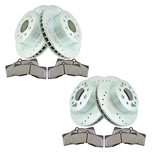 Front & Rear Metallic Pad & Performance Drilled Slotted Rotor Kit