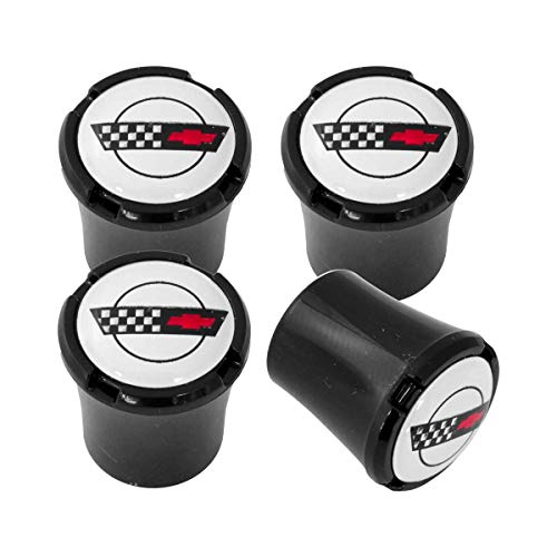 Blue Oval Industries C4 Corvette Stem Caps with Racing Flag Logo