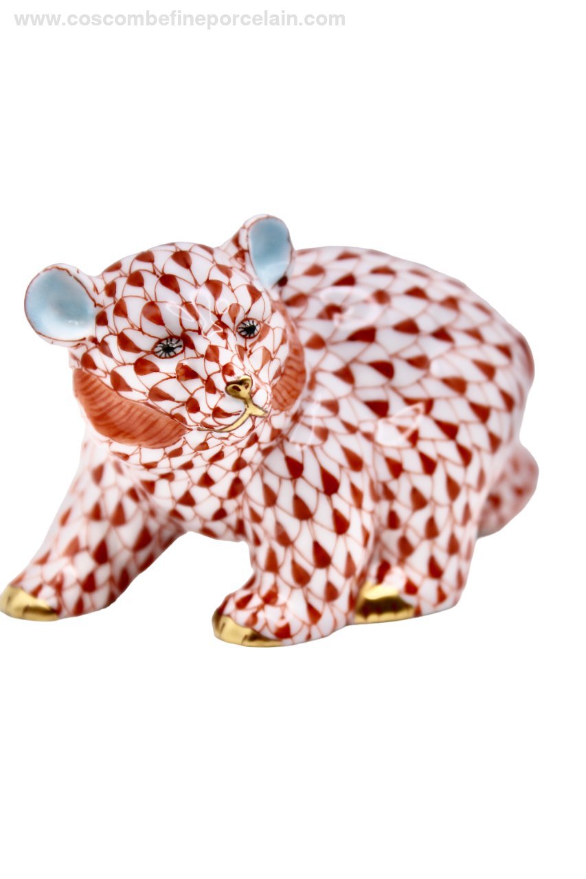 Herend Bear Cub Red Fine Porcelain UK