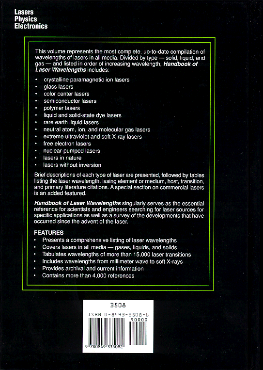 Handbook of Laser Wavelengths