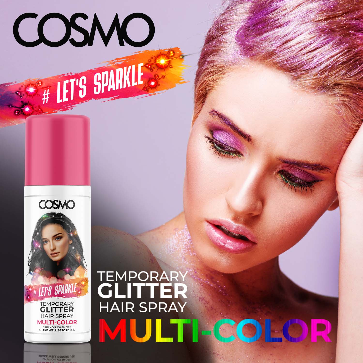 TEMPERORY GLITTER HAIR SPRAY MULTICOLOUR COSMO Online Shop