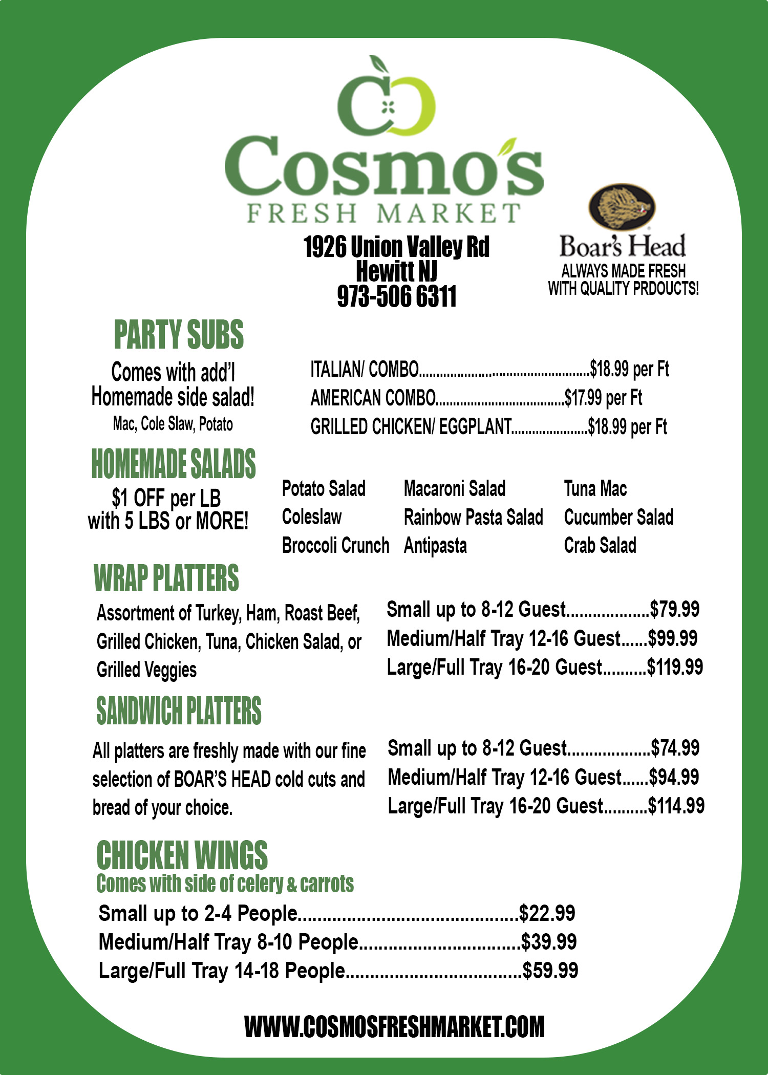Catering Cosmo's Fresh Market