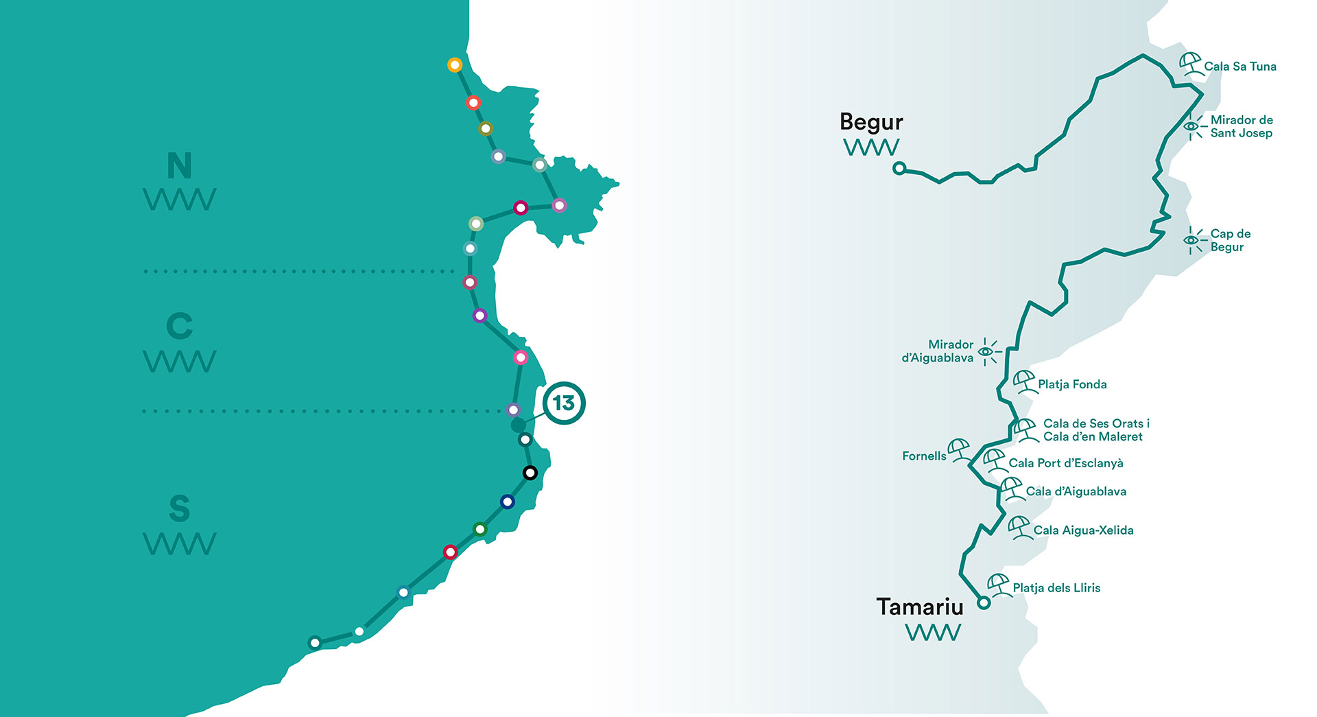 Tamariu Carte Itinerary on foot Begur Tamariu