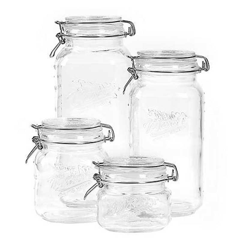 Mason 4Piece Clear Mason Jar Set with ClampOn Lids Costless