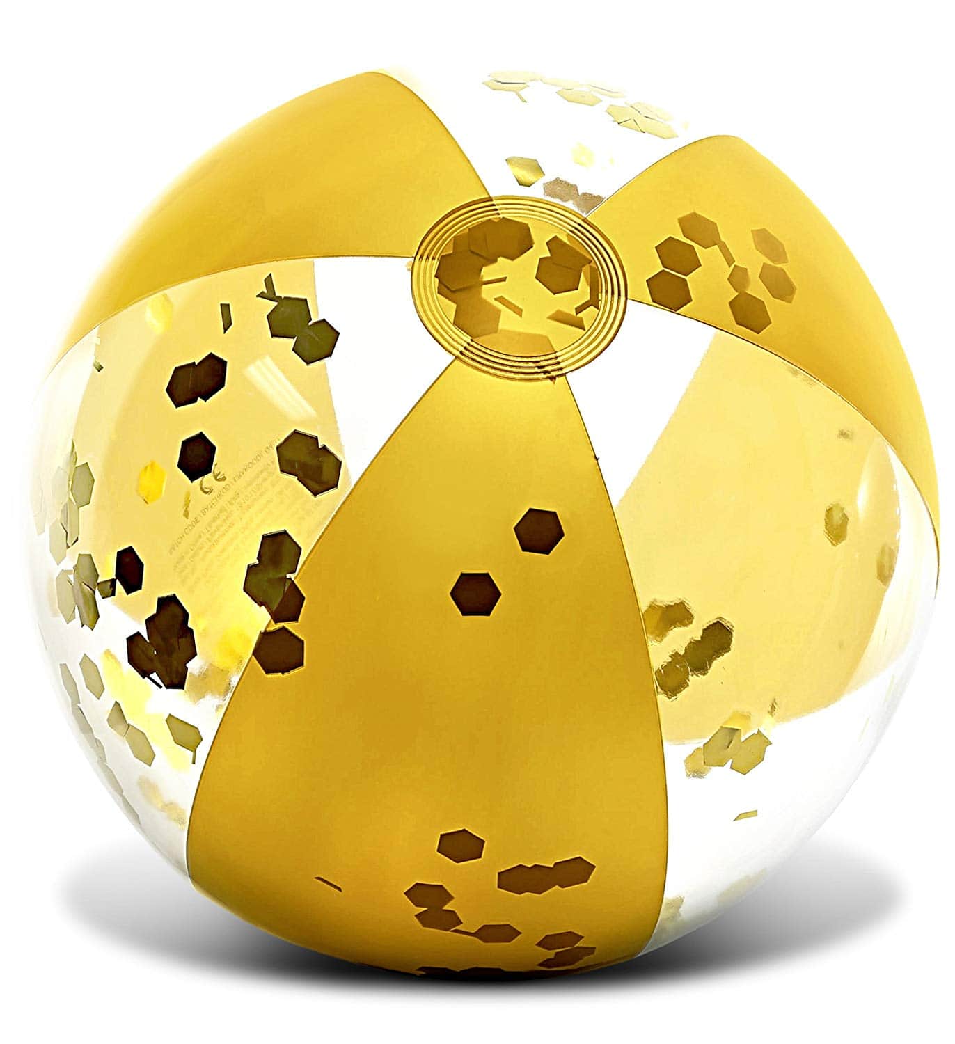 Gold Beach Ball 16" Set of 2 Hexagon Glitter Pool Party CoTa Global