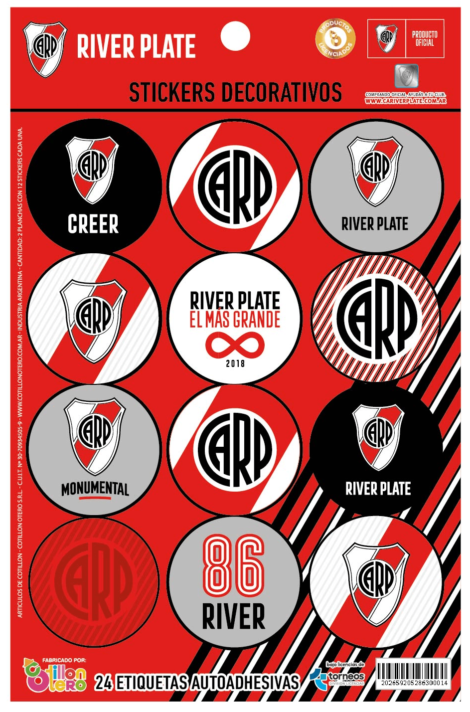 STICKERS RIVER X24 Cotillón Smile