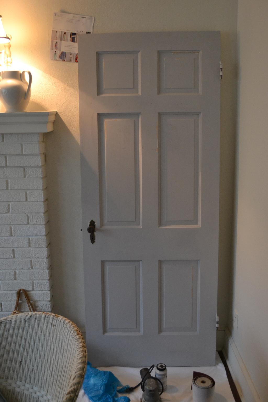 shabby door with Parisian Gray chalk paint cottage fix