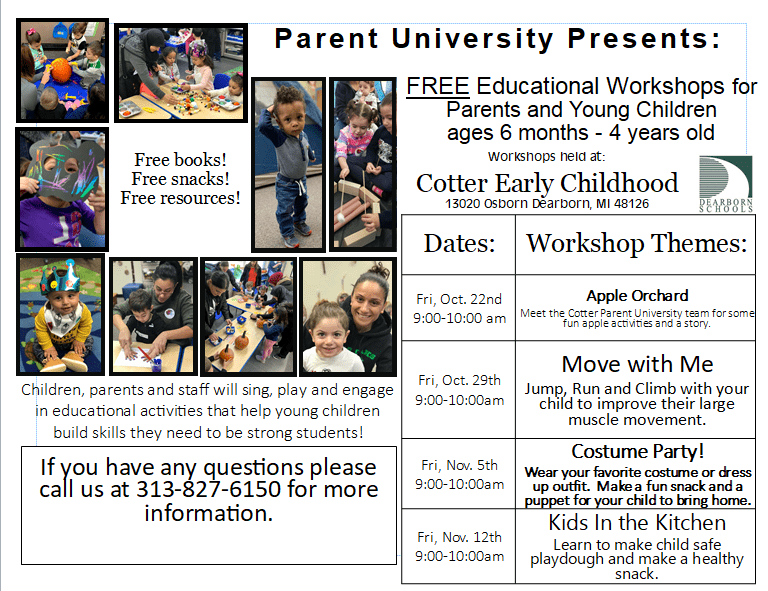 Parent University at Cotter Early Childhood Center this Friday from 9