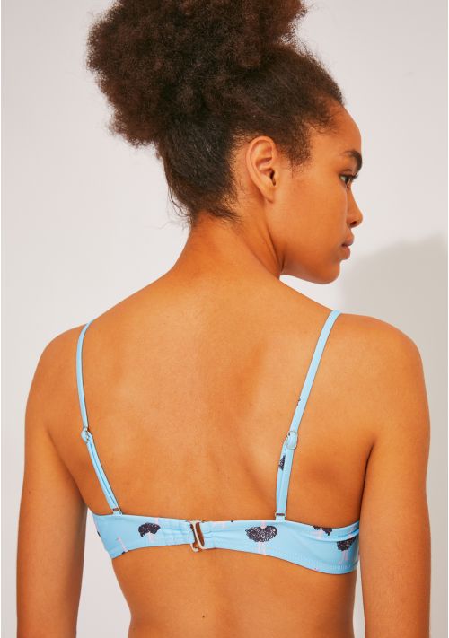 Baby Blue Bikini Top With Ostrich Print Compania Fantastica