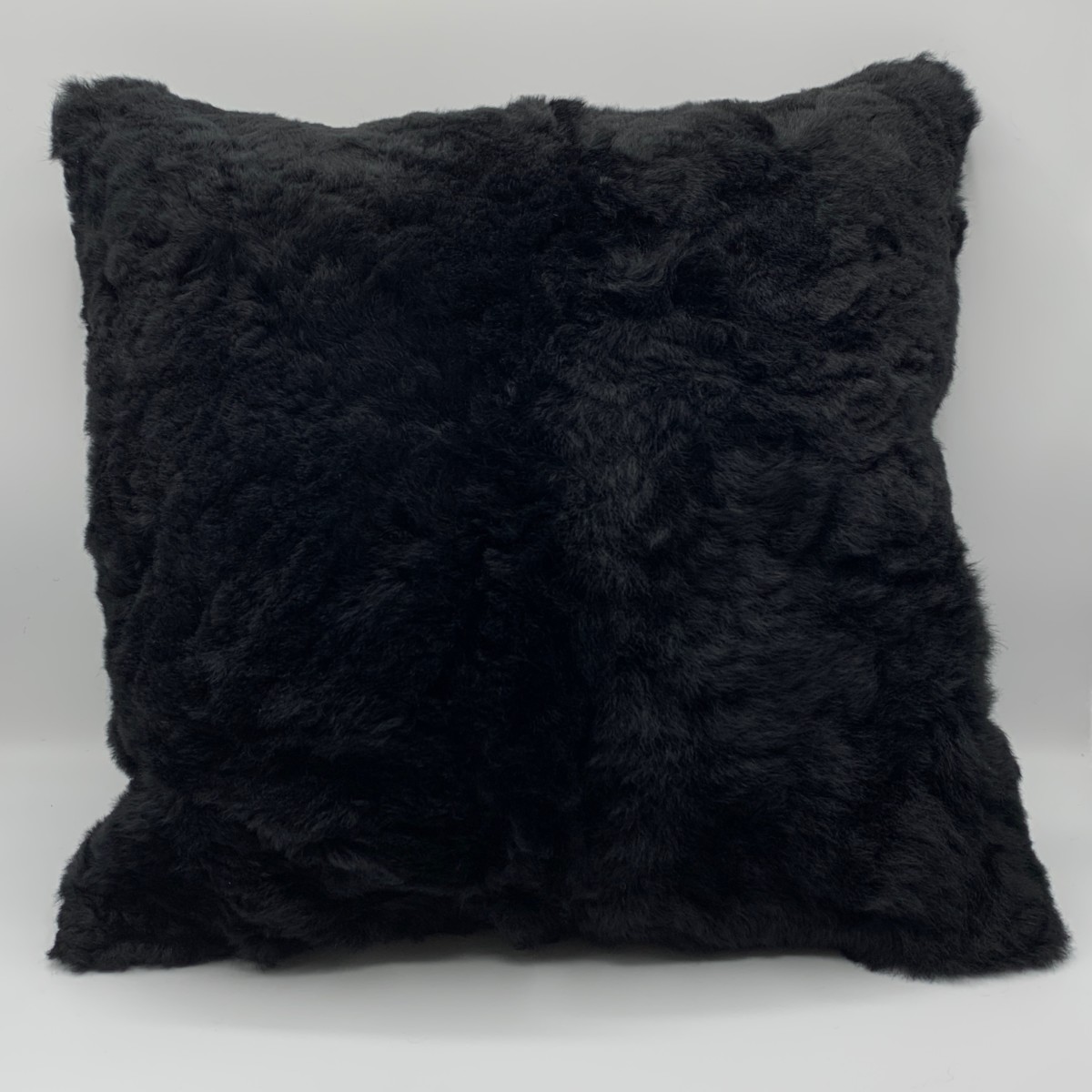 Black Baby Alpaca Fur Pillow 15"x15"