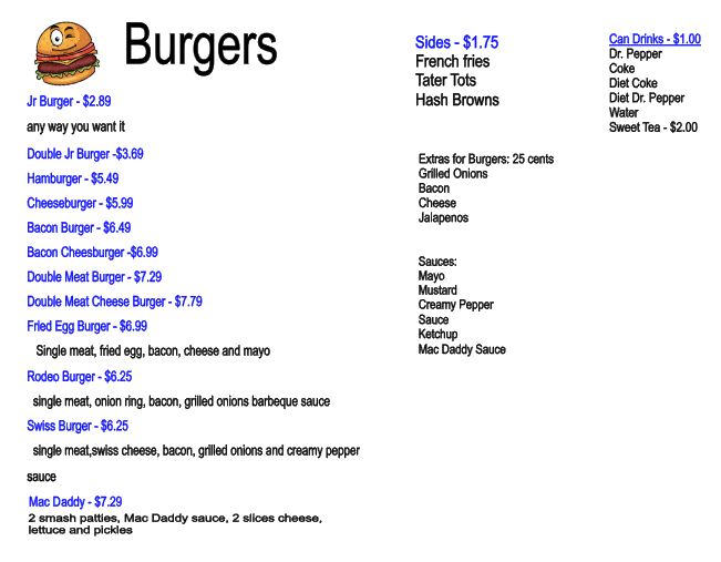 Big J’s Breakfast & Burgers Cotton Patch RV Park El Maton, Texas