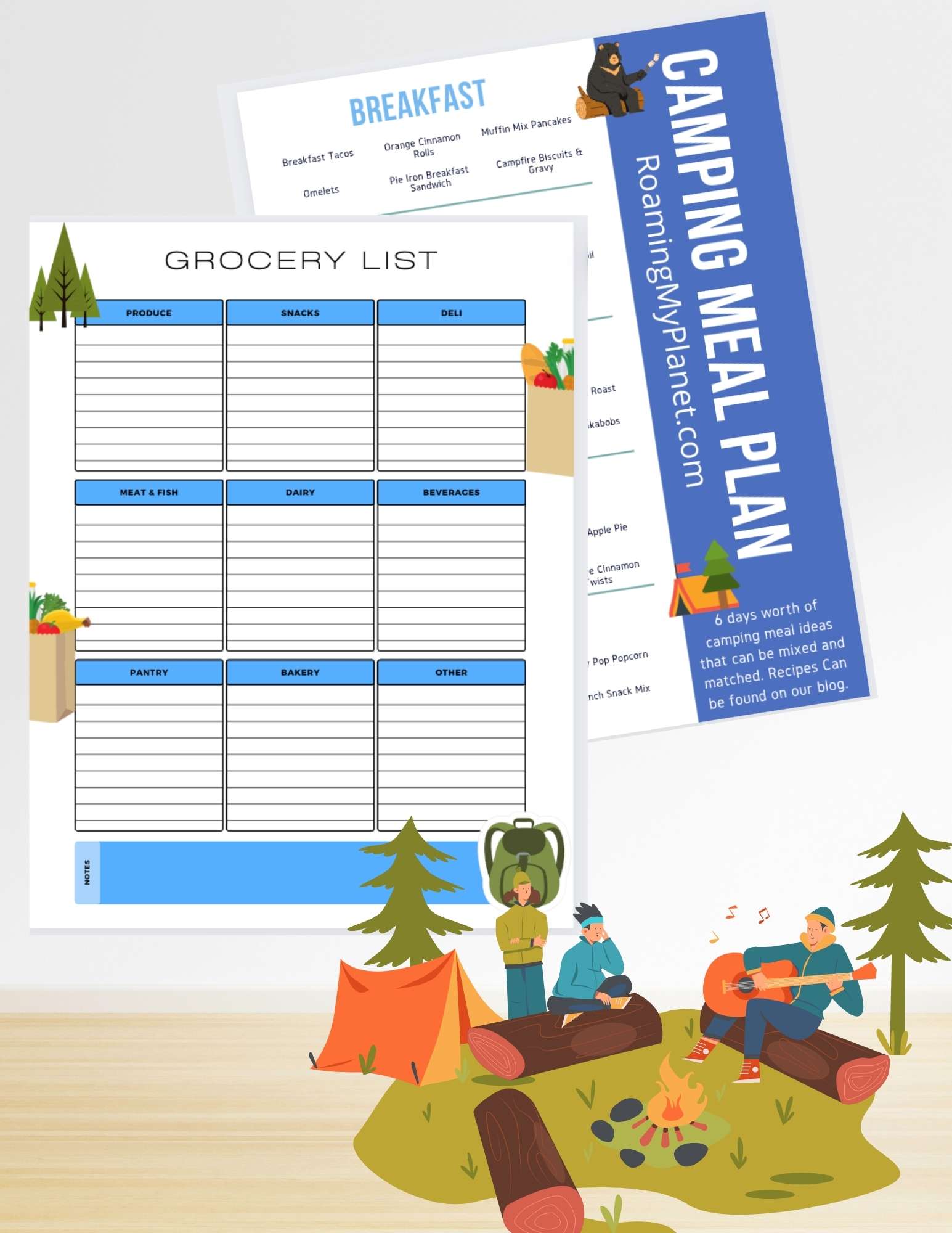 Printable Camping Meal Plan Cottontail Marketplace