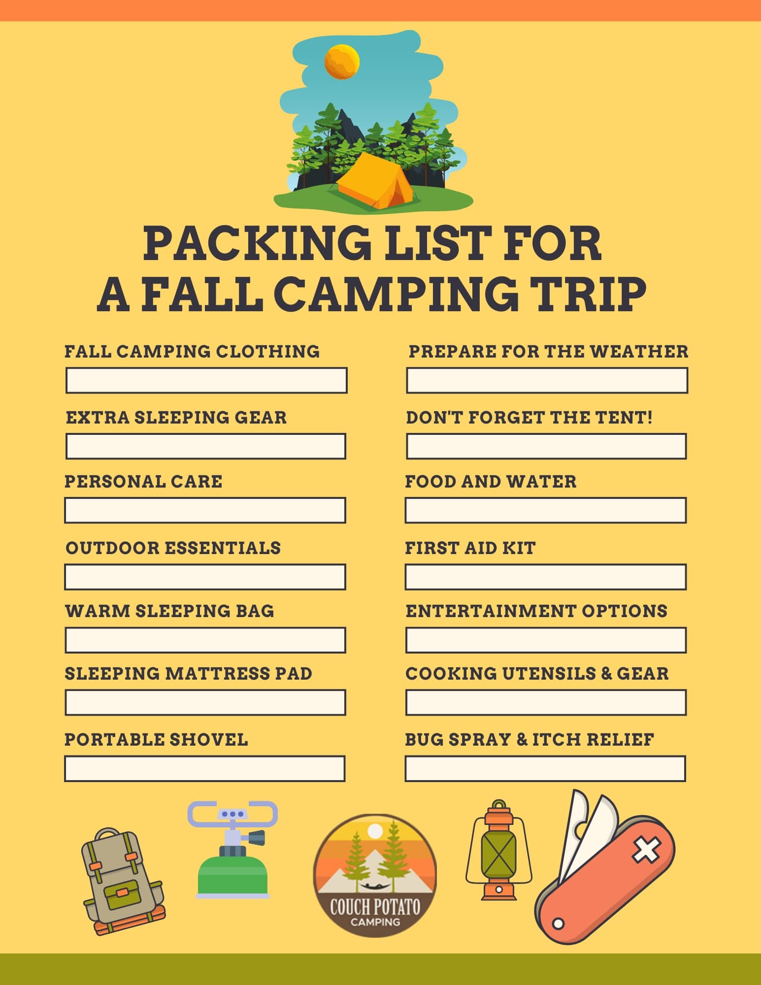 How to Pack for a Fall Camping Trip Couch Potato Camping