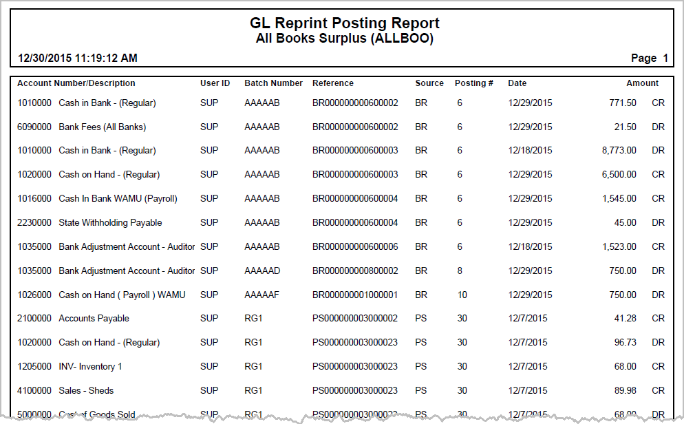 Reprint Posting Report