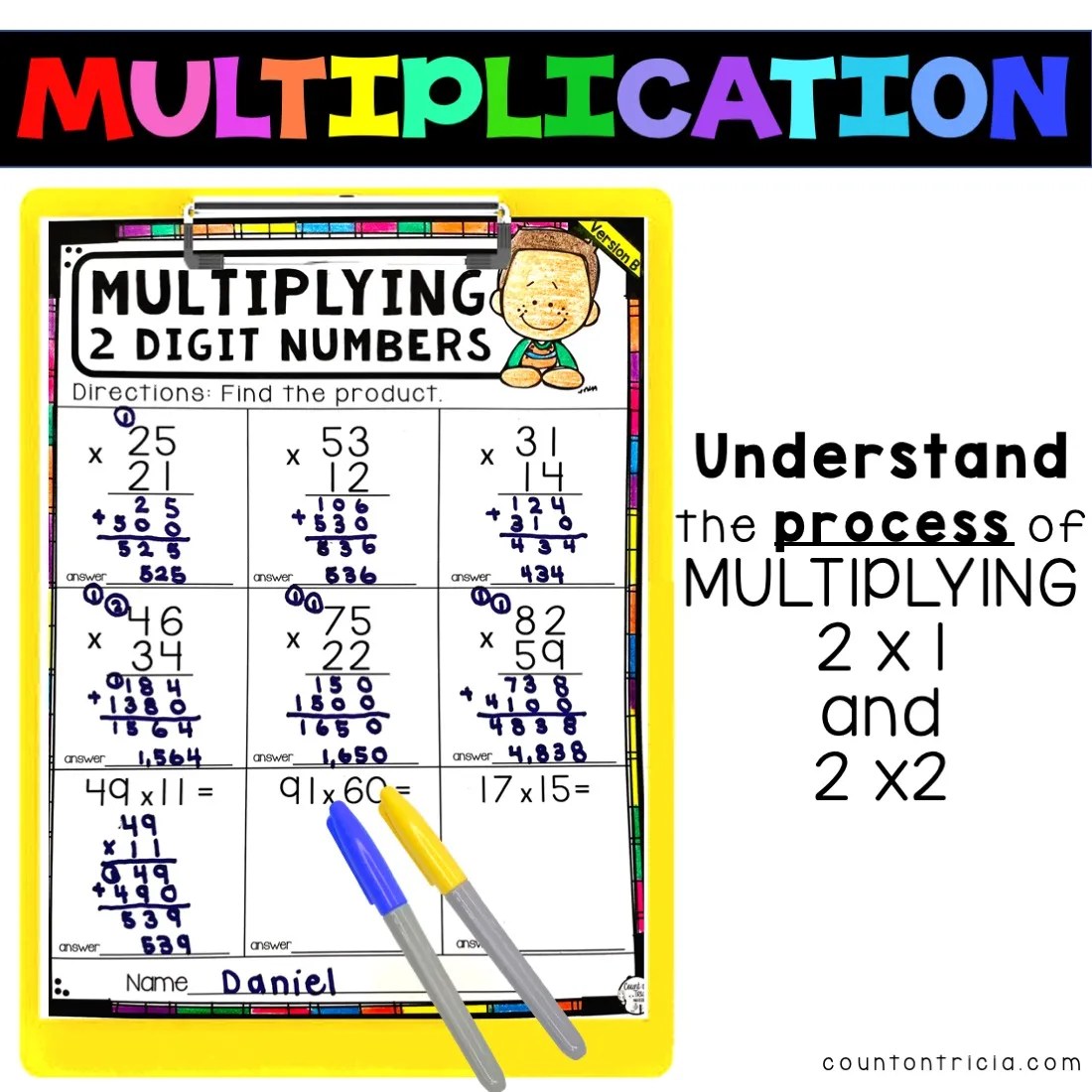 Double Digit Multiplication for Fourth Grade Fun and Easy Murphy