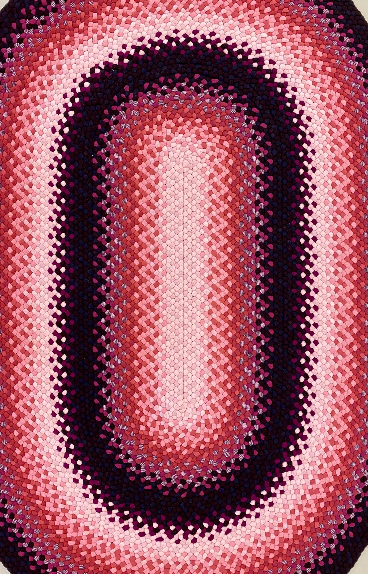 4' x 6' Pink Oval Wool Braided Rug