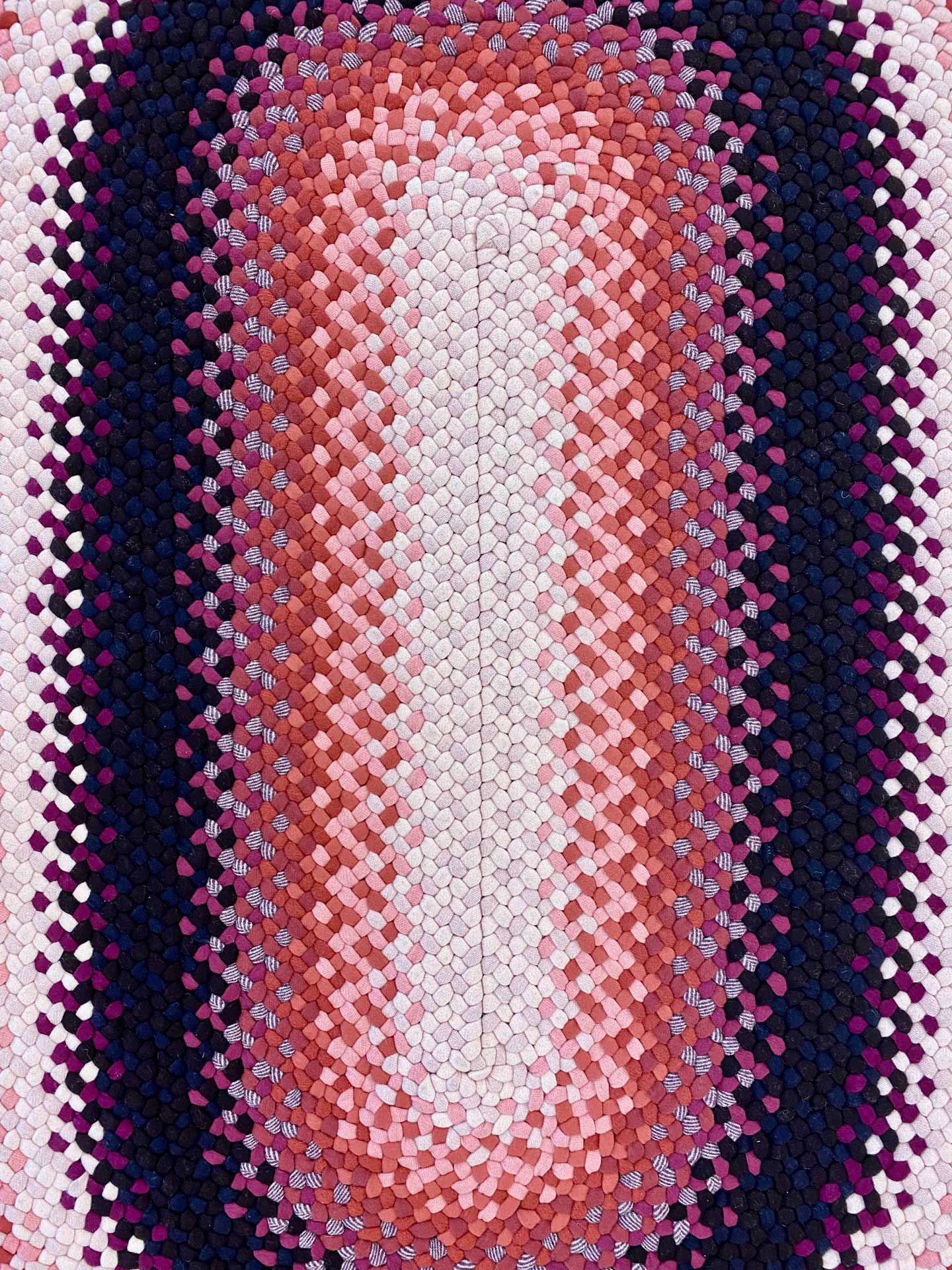 4' x 6' Pink Oval Wool Braided Rug