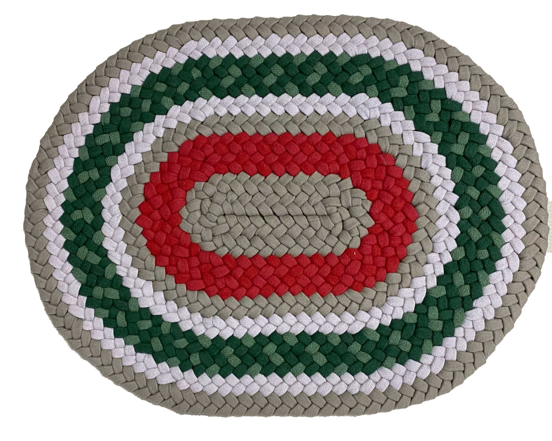 1'5" x 1'11" Oval Wool Braided Table Mat Country Braid House