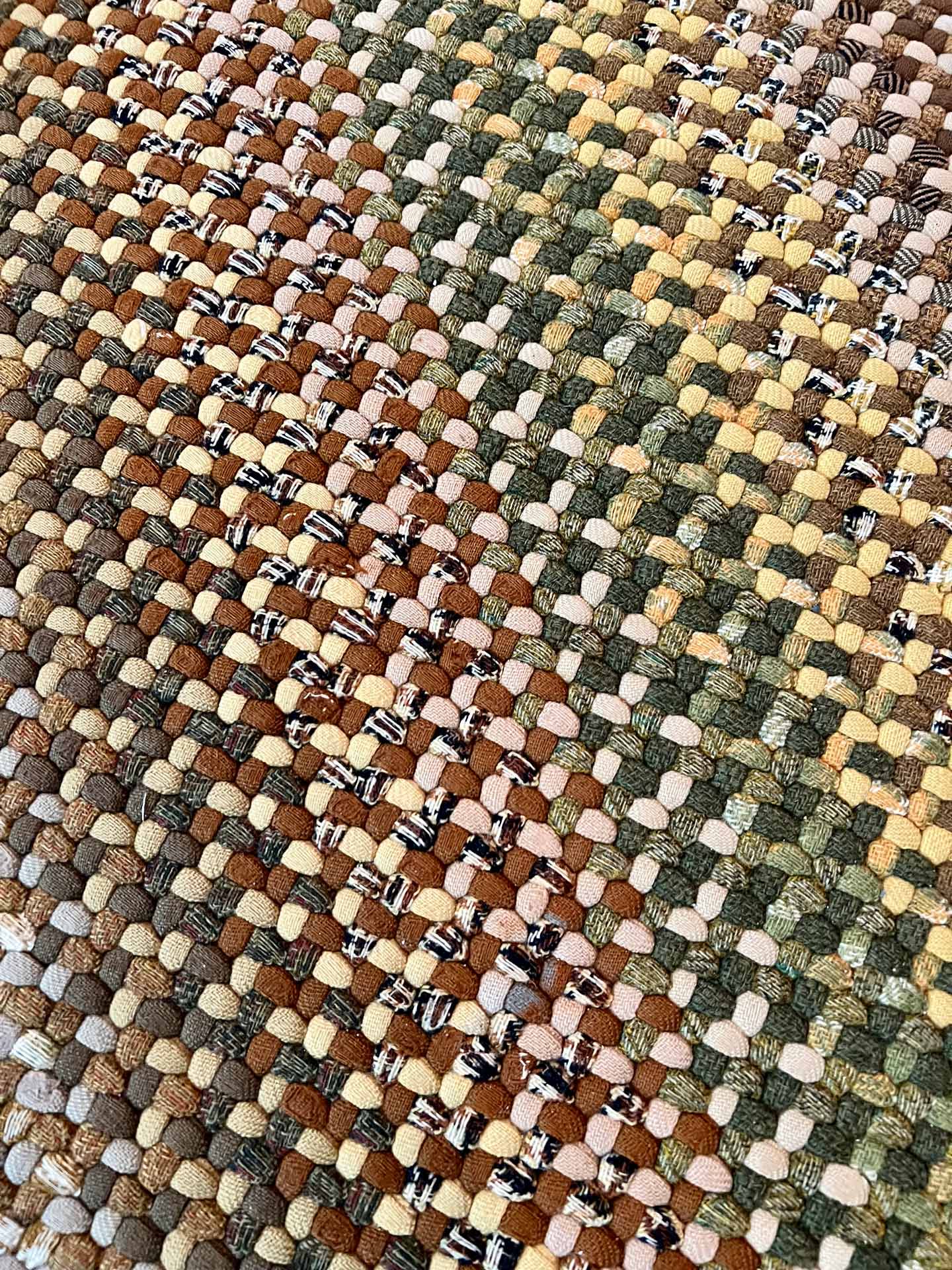 6'2" x 8'5" Earth Tone Used Handmade Braided Rug