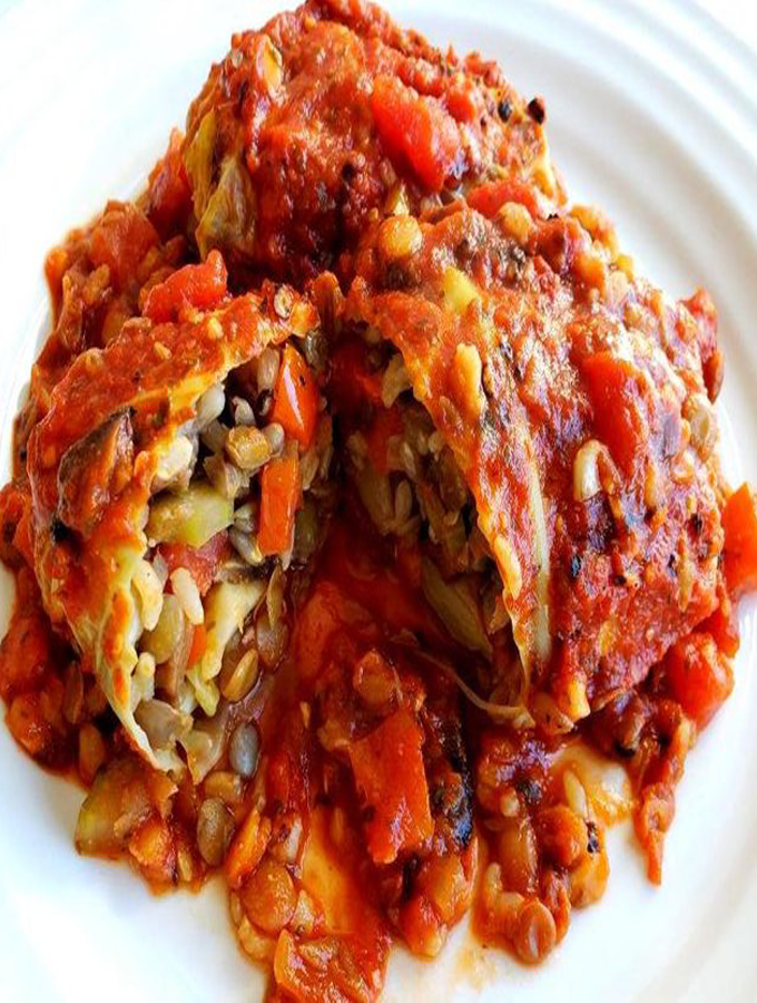 Vegan Cabbage Rolls with Lentils and Brown Rice