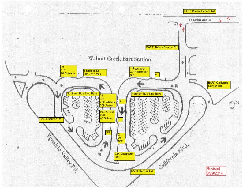 Bus Stops at WC BART Return To Preconstruction Locations The County