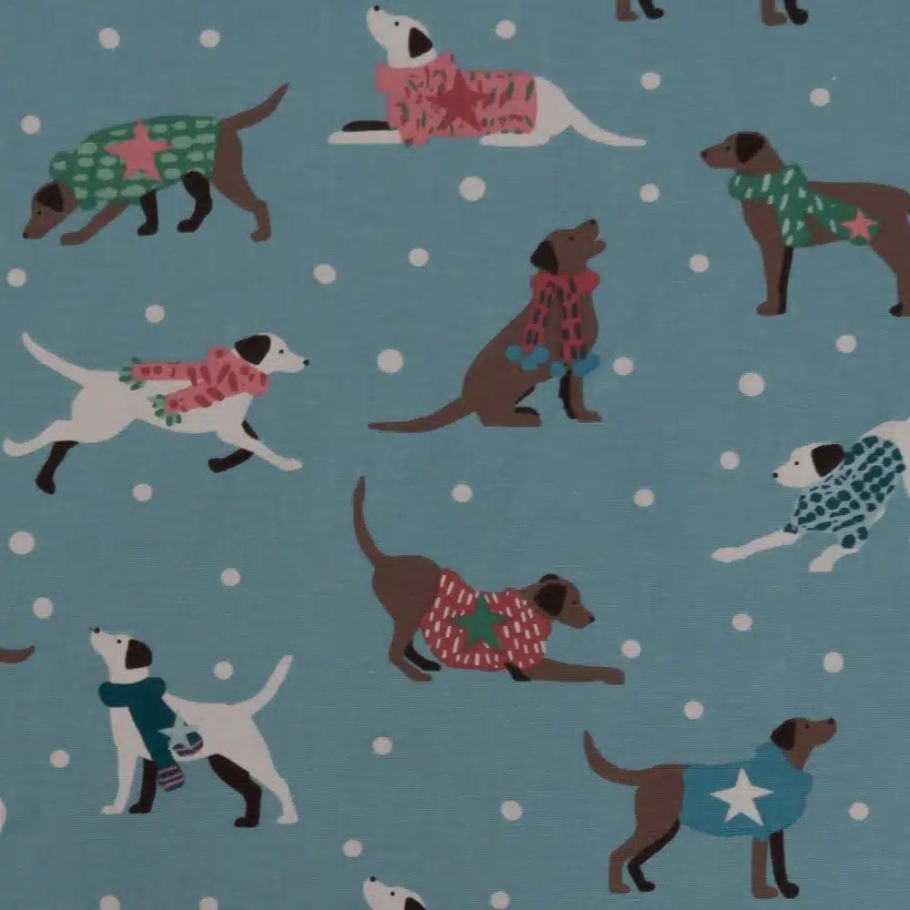 Dapper Dogs Blue Fabric County Fabrics Curtain & Upholstery Fabrics