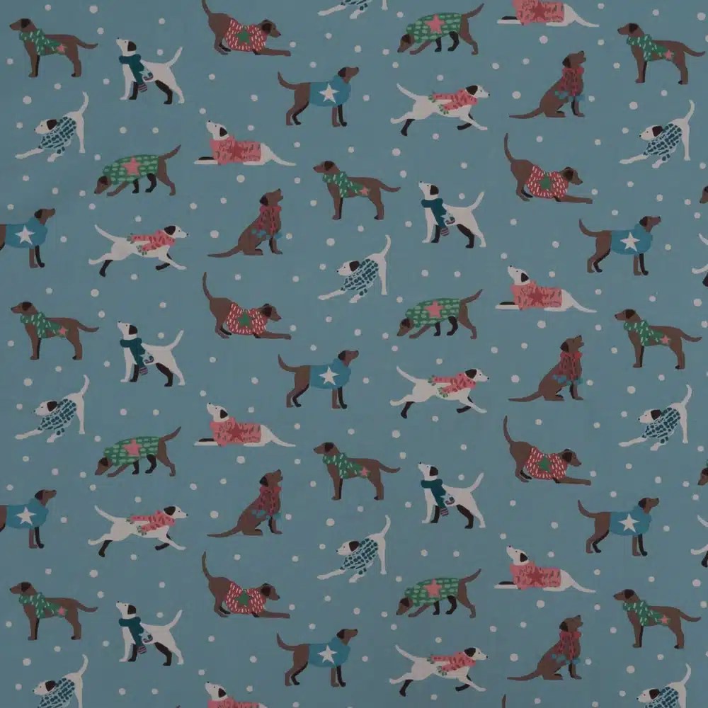 Dapper Dogs Blue Fabric County Fabrics Curtain & Upholstery Fabrics
