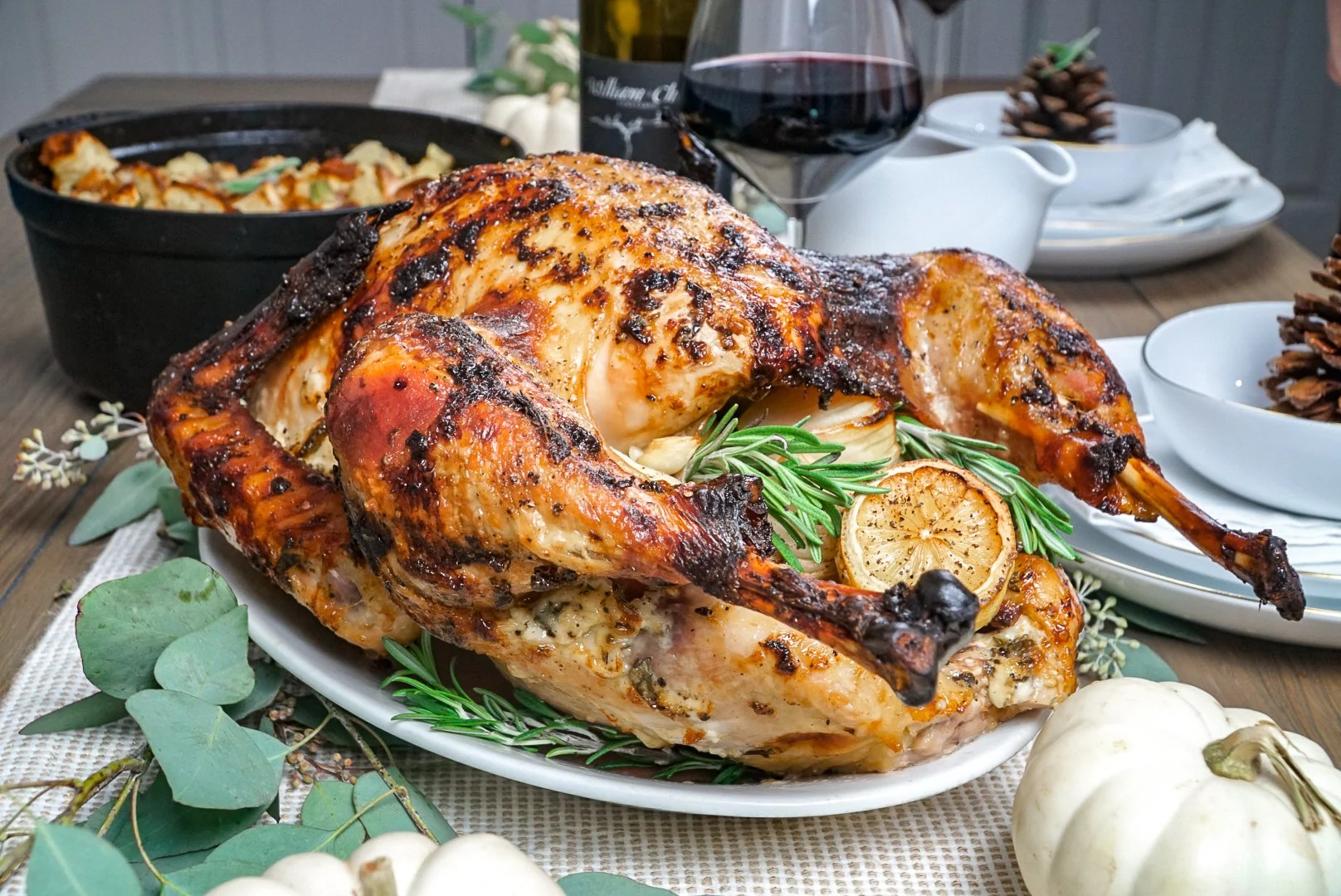 Mayonnaise Roasted Turkey Couple in the Kitchen