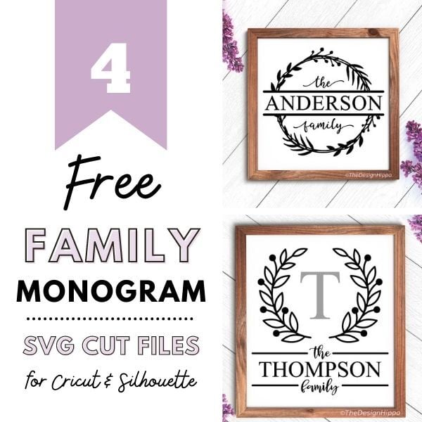 4 Family Monogram SVG Files for Cricut Maker & Silhouette Cameo Craft
