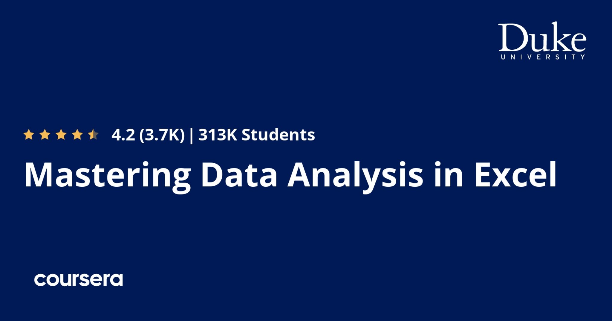 Mastering Data Analysis in Excel Duke University Courses