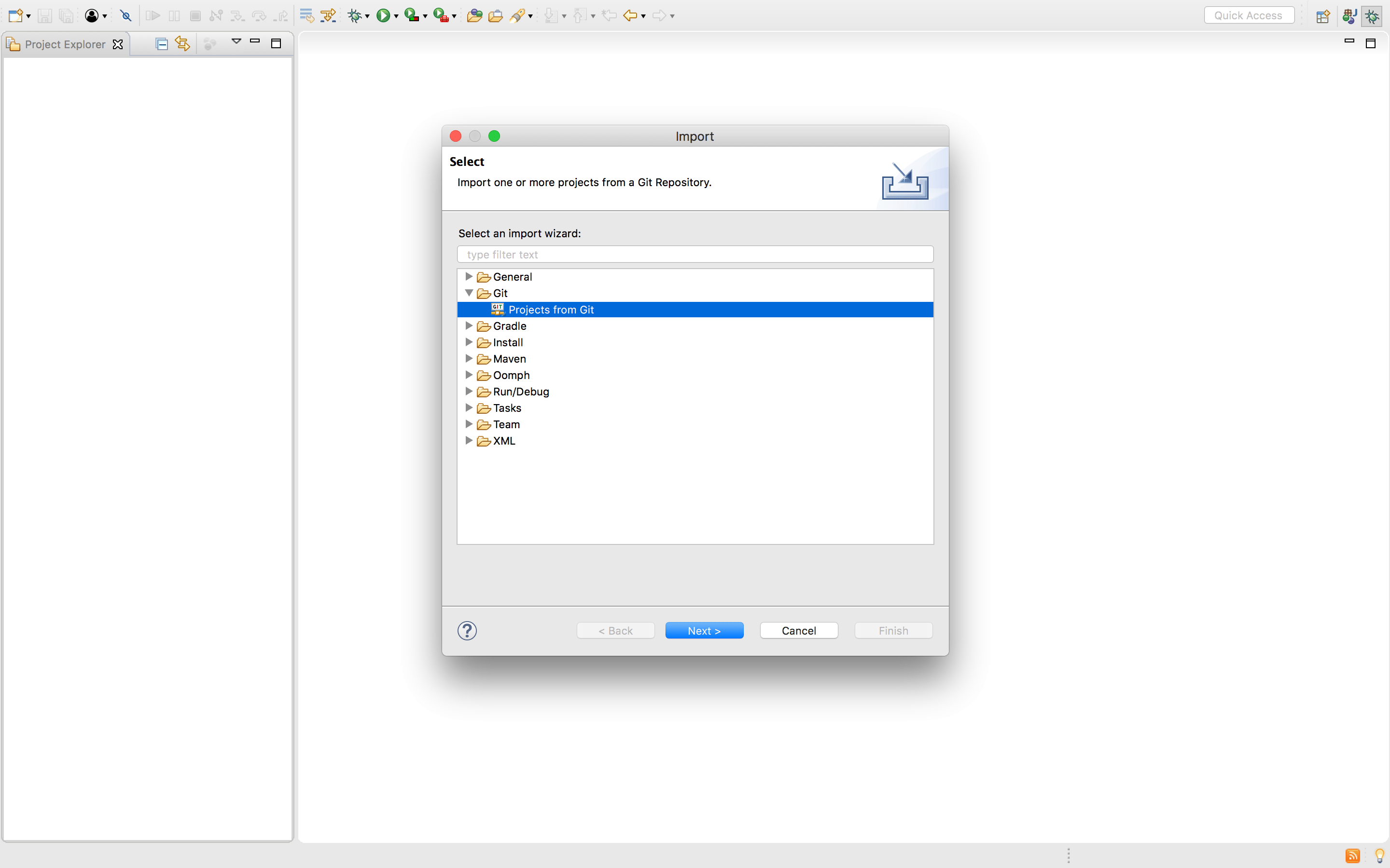 Eclipse load from git