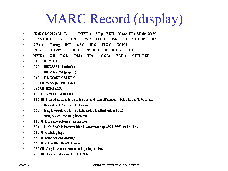 MARC Record (display)