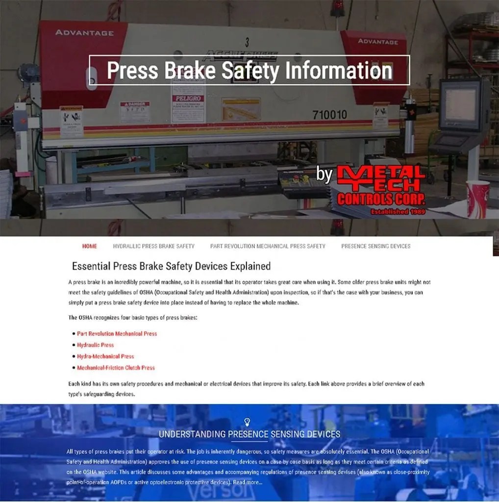 Press Brake Safety A New Site For Metal Tech Controls CourseVector