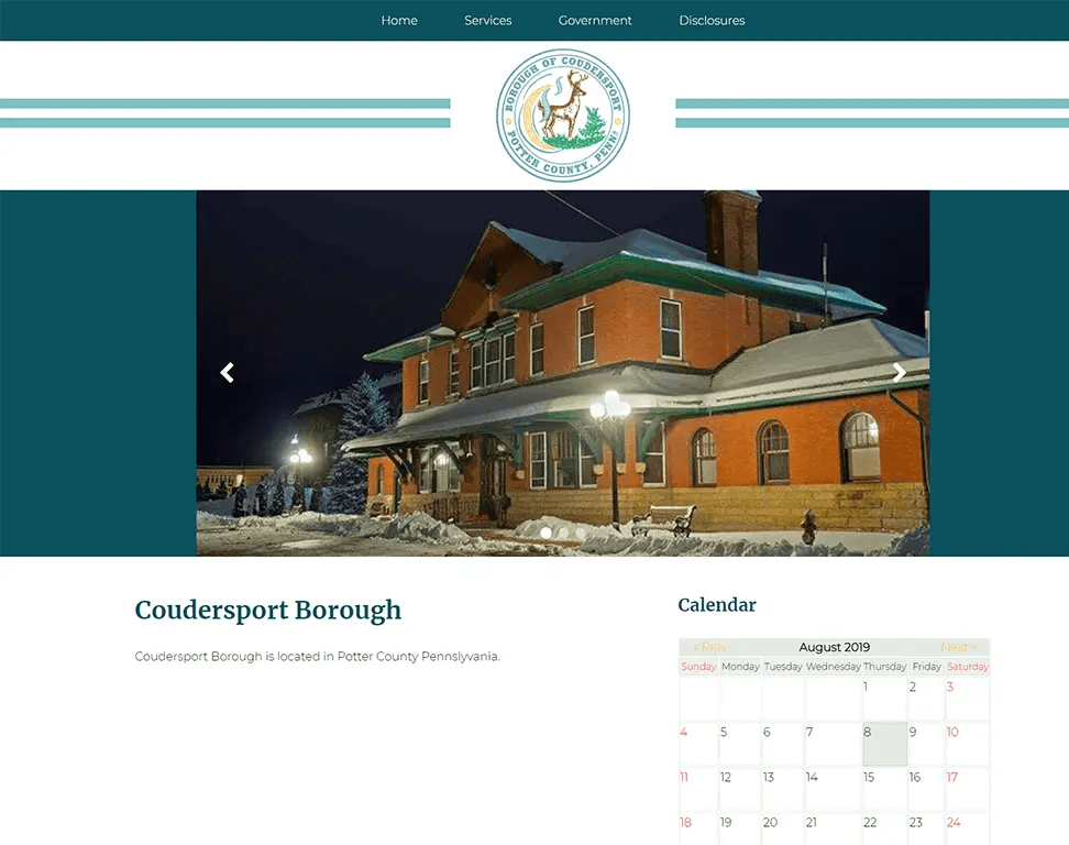 Coudersport Borough site ReDesign CourseVector