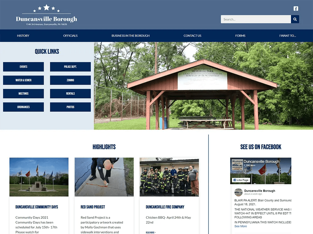 Borough Of Duncansville site Redesign CourseVector
