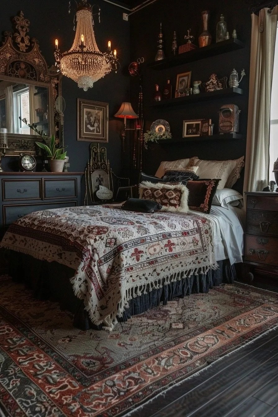 29 Goth Boho Bedrooms Dark And Dreamy Design Inspirations Courtneys