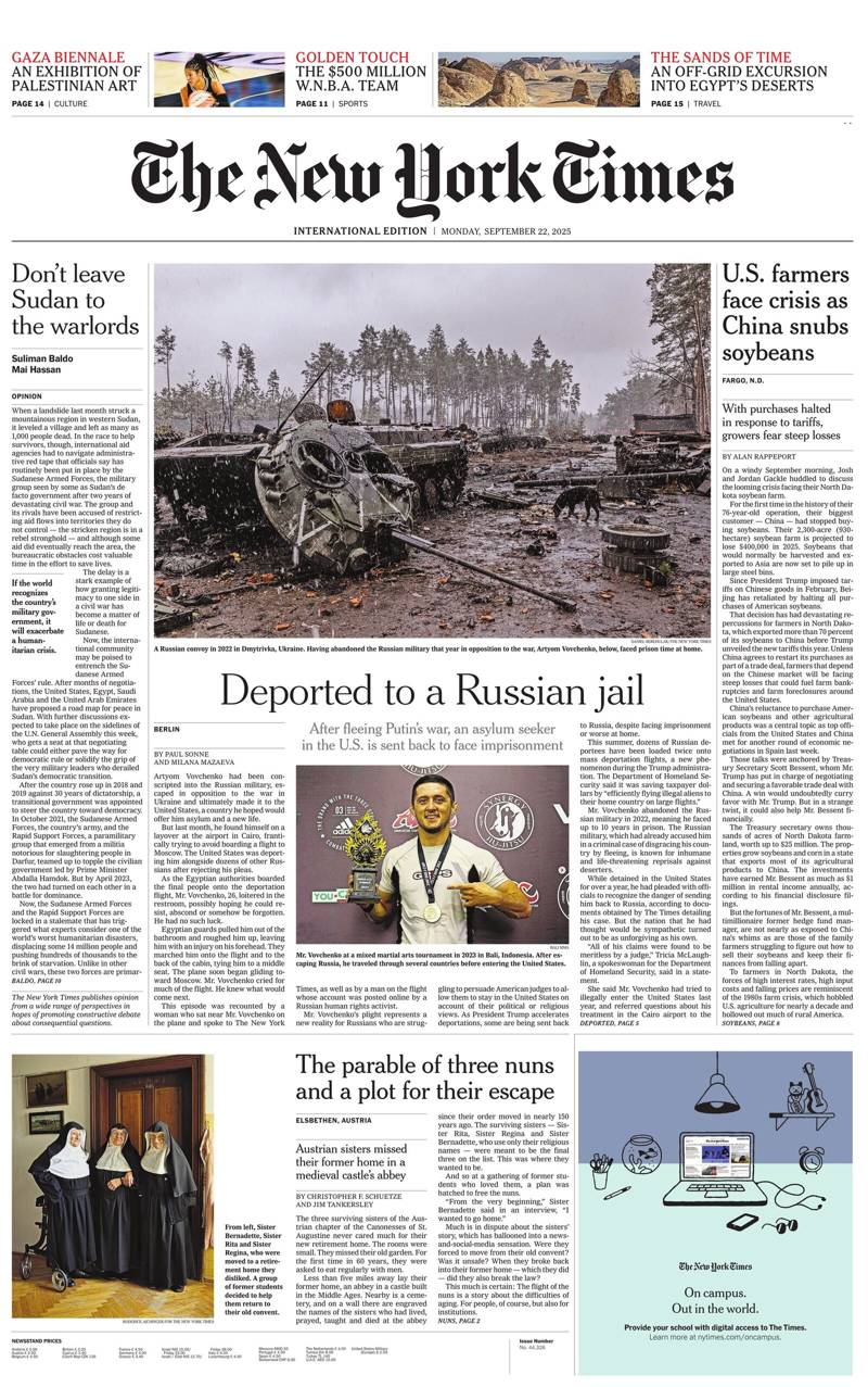 The New York Times International Edition Abonnement magazine The New York Times International