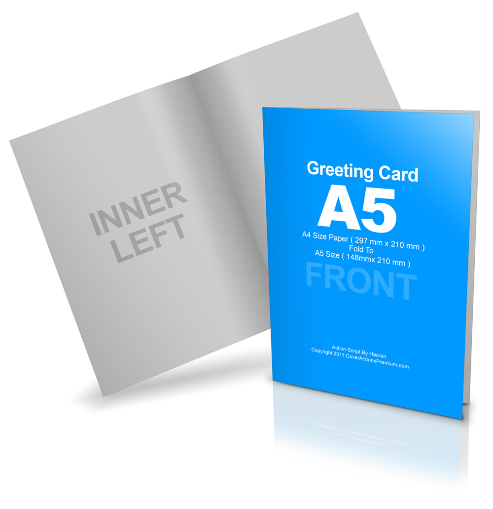 Bi Fold A5 Greeting Card Mockup Cover Actions Premium Mockup PSD