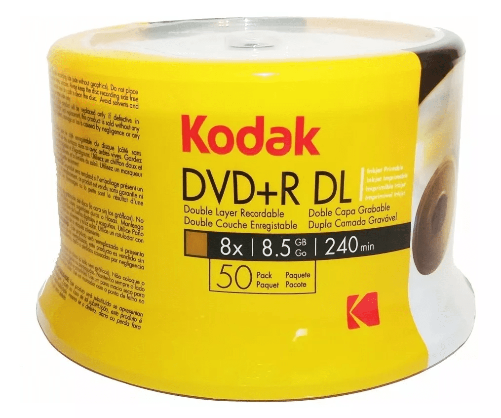 Torre De Dvd+r Dl Doble Capa Kodak 8.5 Gb (50 Unidades) Coversa