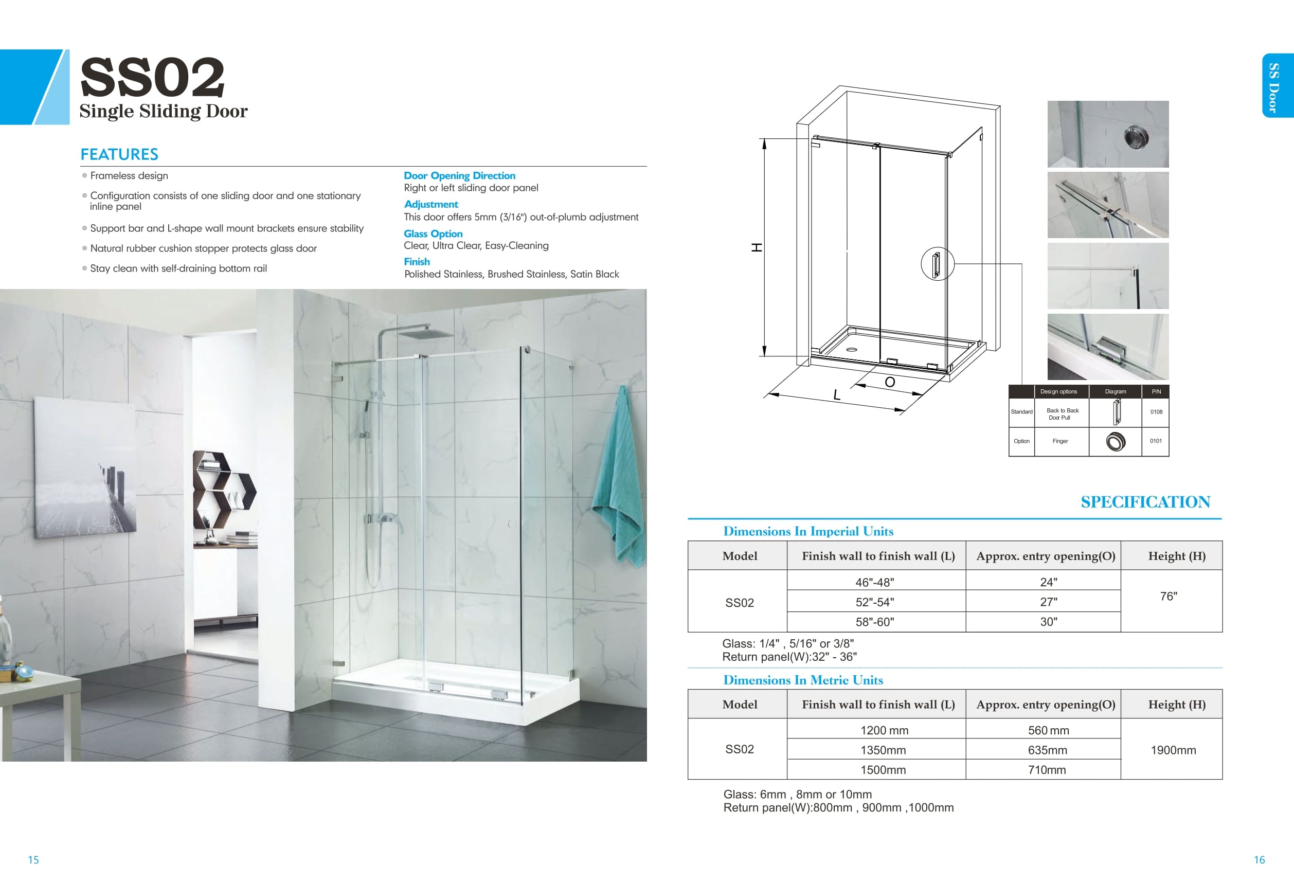 SS02 Single Sliding Shower Door Covey Shower Door Canada