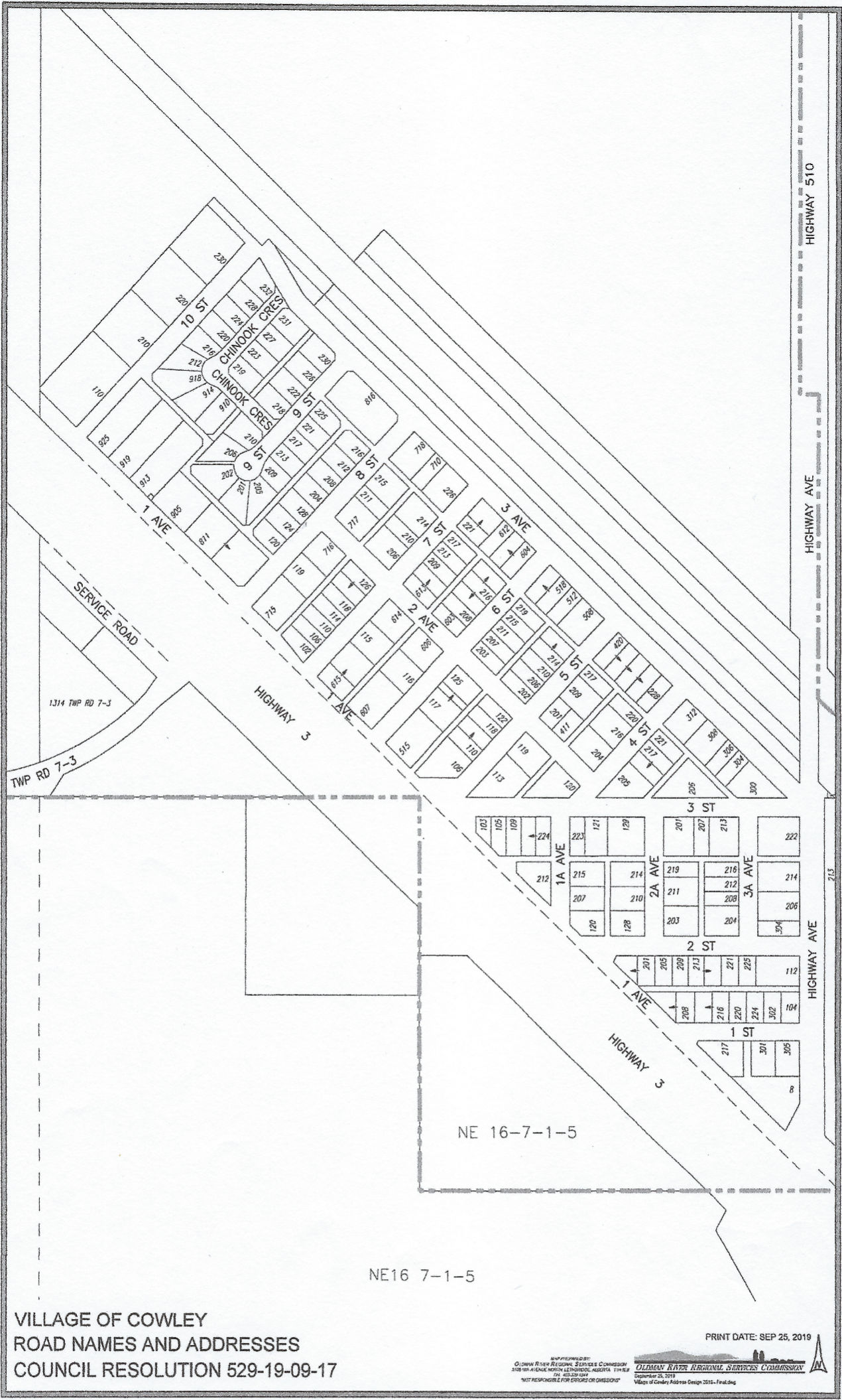 Map Village of Cowley
