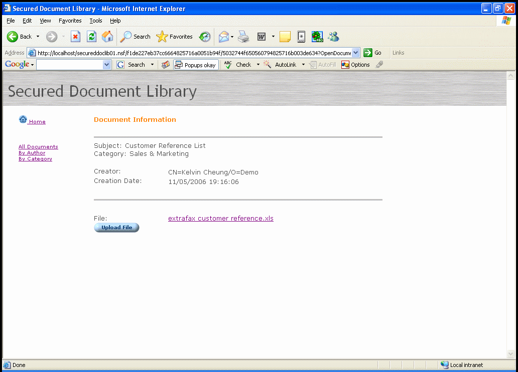 Lotus notes hyperlink to document
