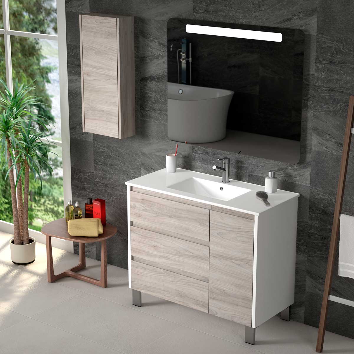 Wood Coycama meuble de salle de bain avec pied