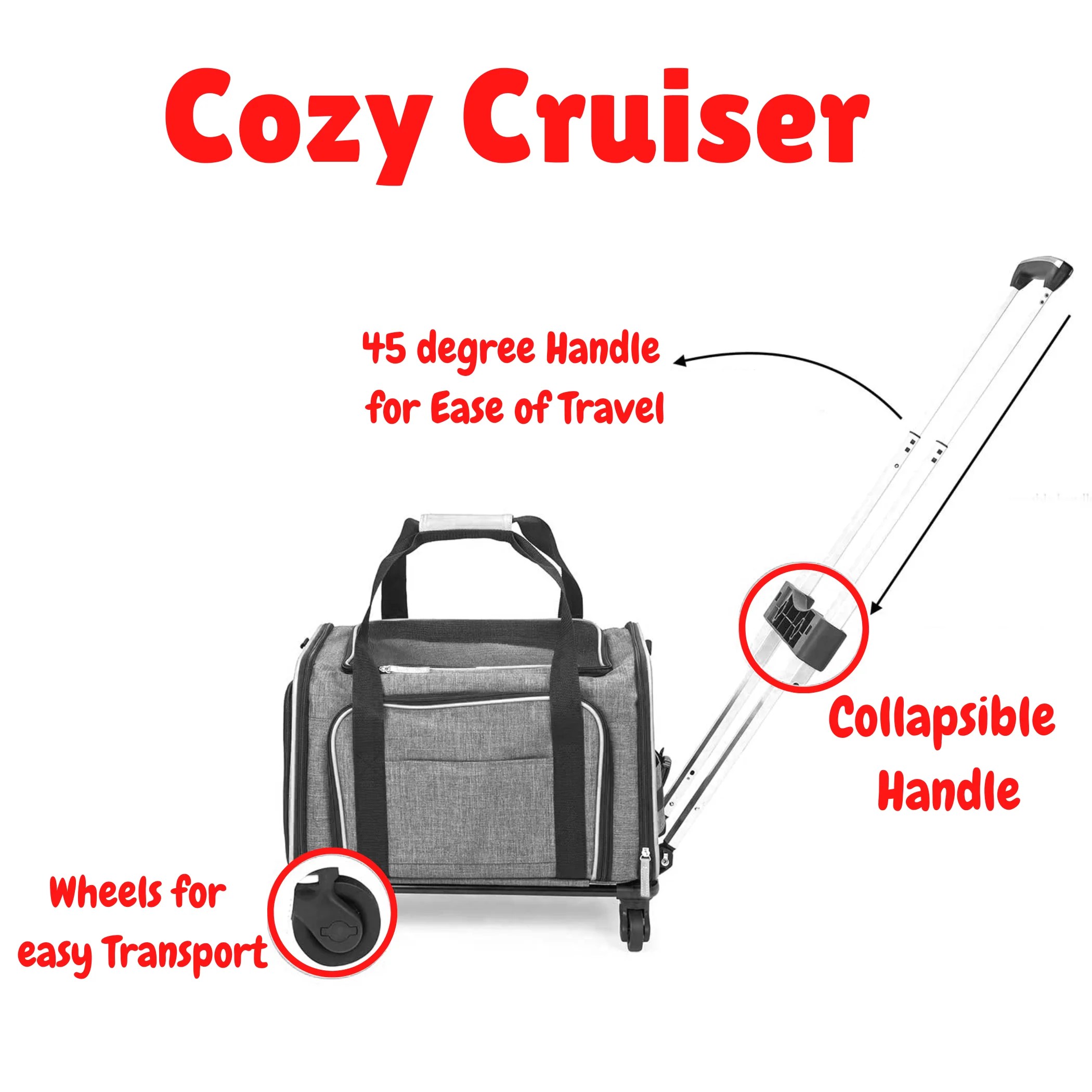 Cozy Cruiser Airline Approved Expandable Premium Pet Carrier on Wheels