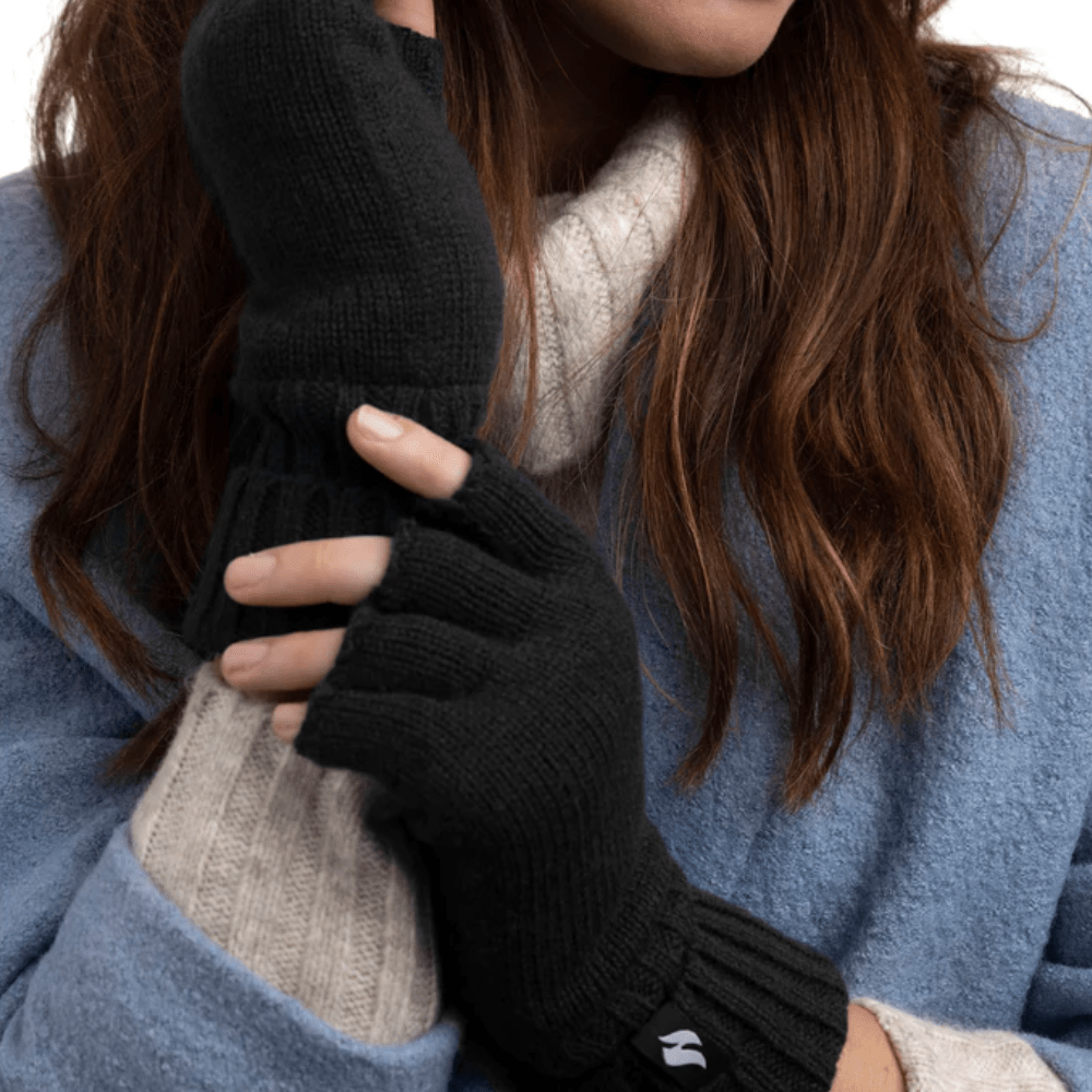Heat Holders® Ladies Fingerless Gloves Black Cozy Karma